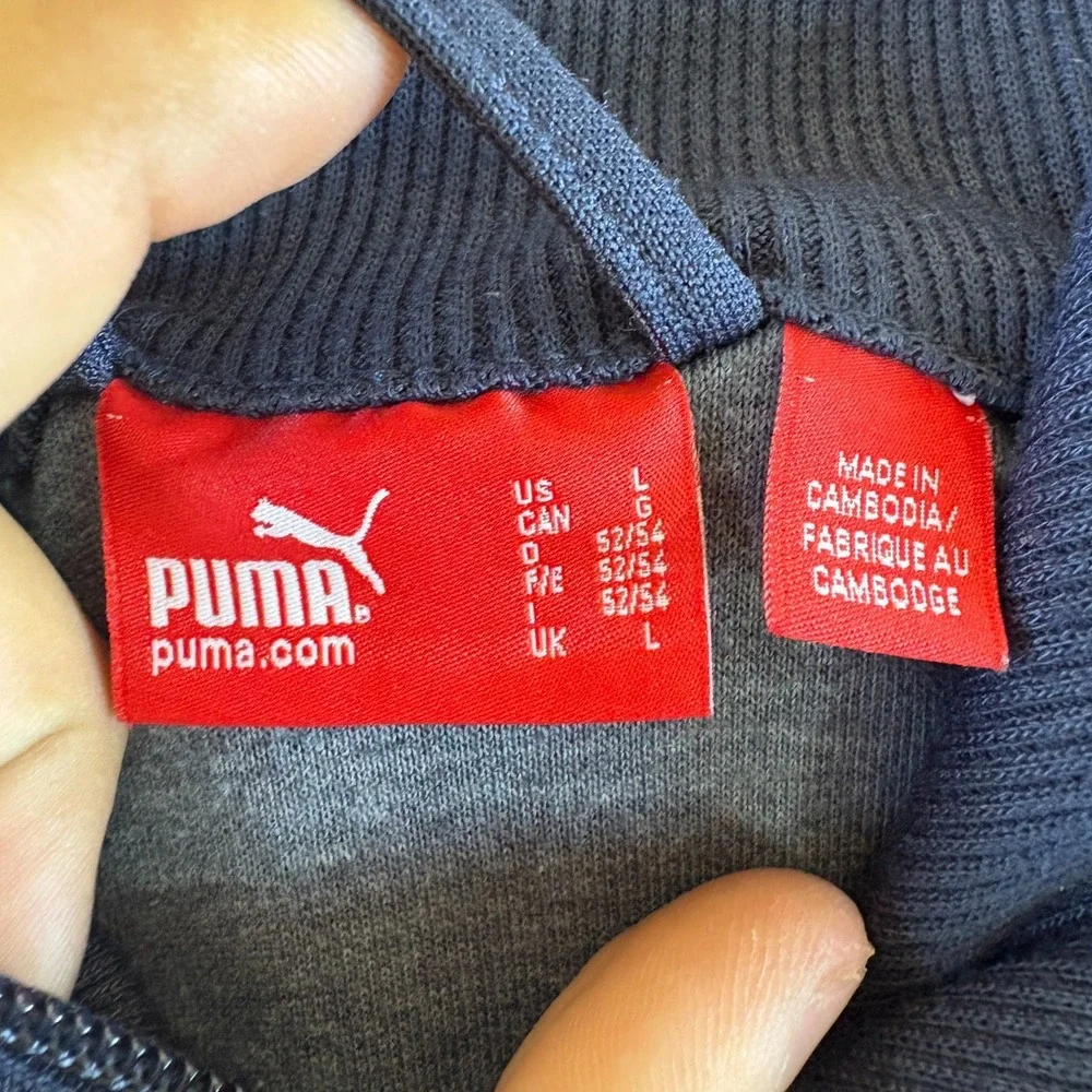 Puma Iconic T7 Track Jacket Mens Large Navy Blue Y2K Long Sleeve Full Zip Logo